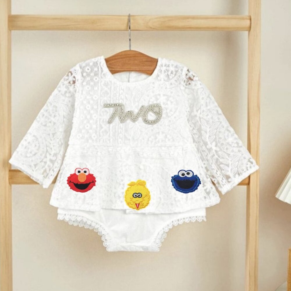 Sesame Street Romper Elmo Dress Second Birthday Outfit Clothes Dress Smash Cake
